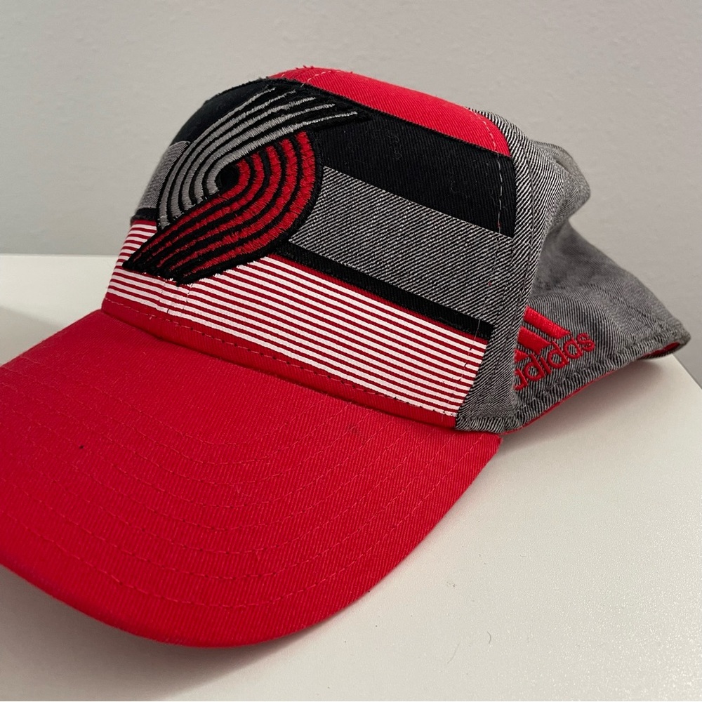 adidas portland trailblazers logo flex fit hat